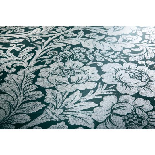 zelena tapeta secesna vintage tyrkysova so vzhladom steny kvetinova klasicka kupelnova obklad stien honosna elegantna mediteranska.jpg